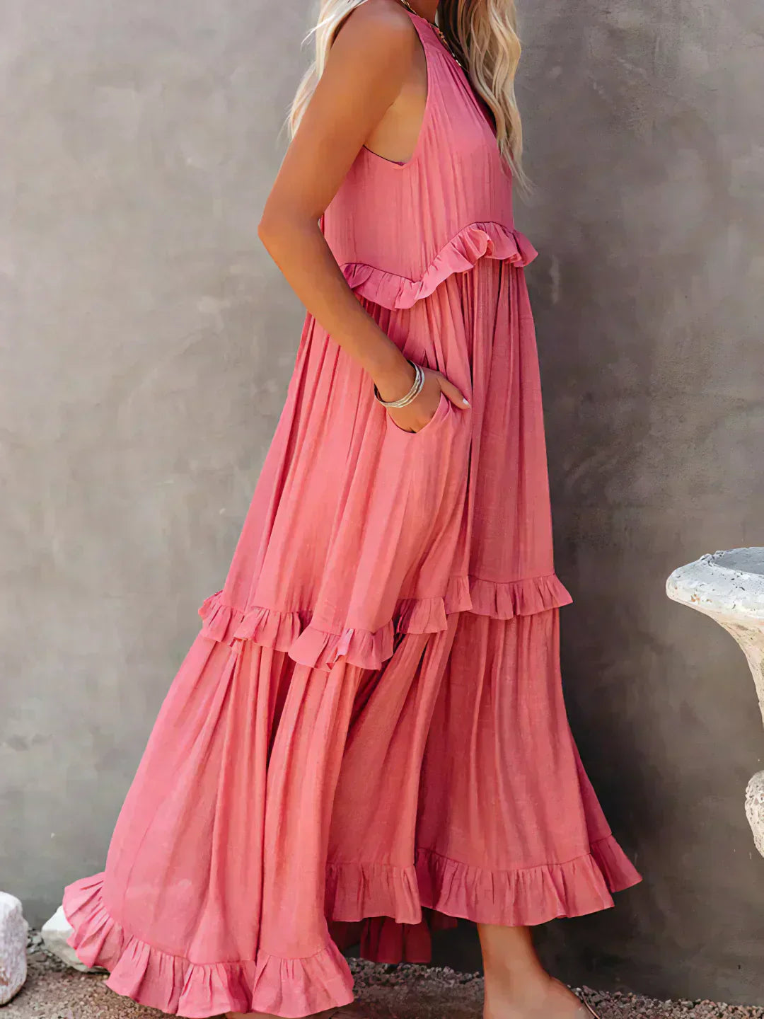 Mia | Elegant Halter Dress with Ruffle Trim