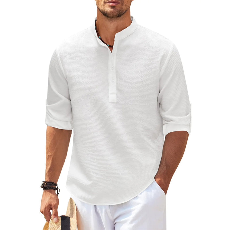 Oscar | Men's Long Sleeve Linen Henley Shirt
