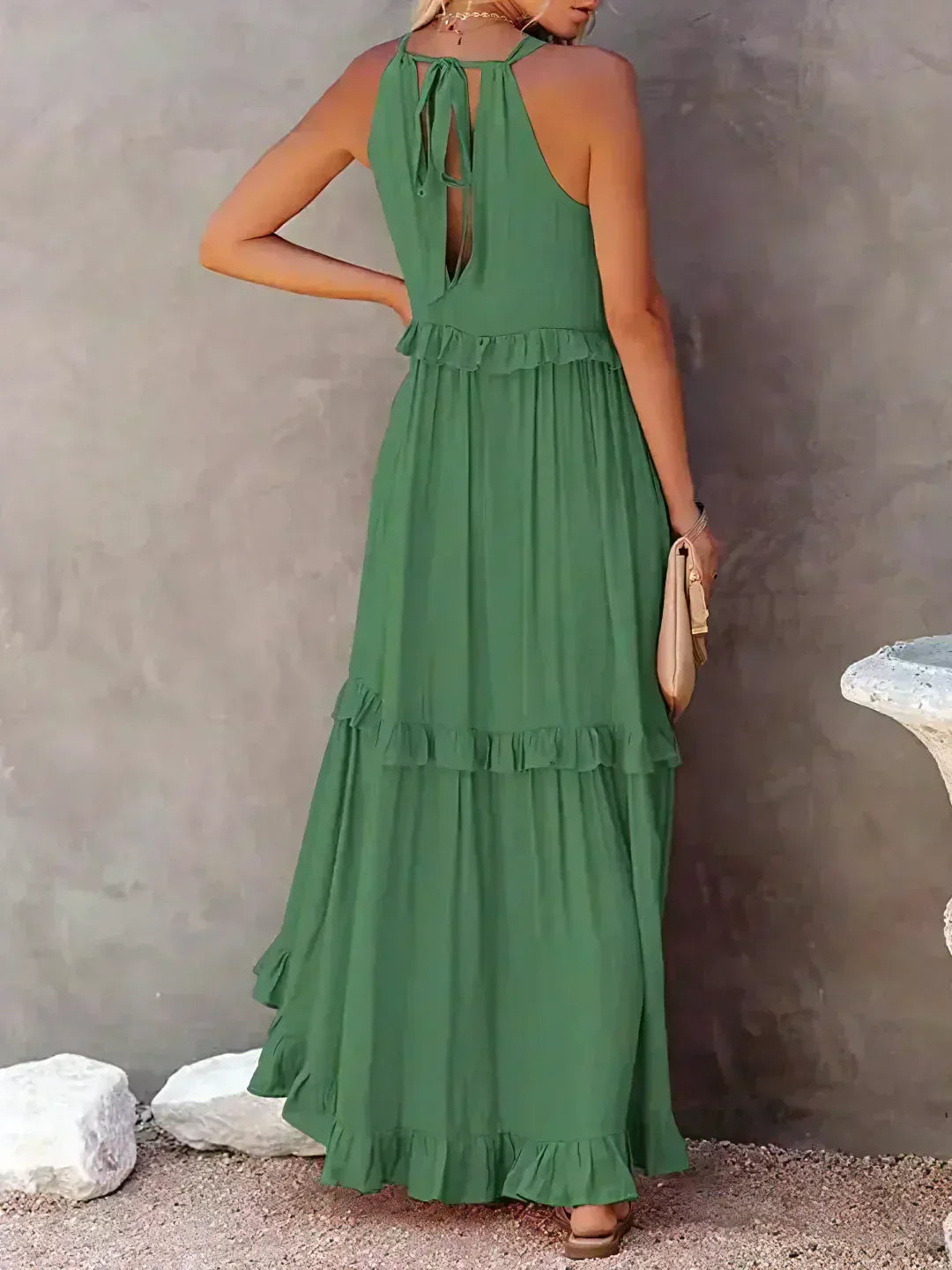 Mia | Elegant Halter Dress with Ruffle Trim