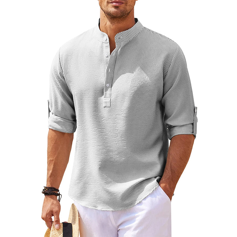 Oscar | Men's Long Sleeve Linen Henley Shirt