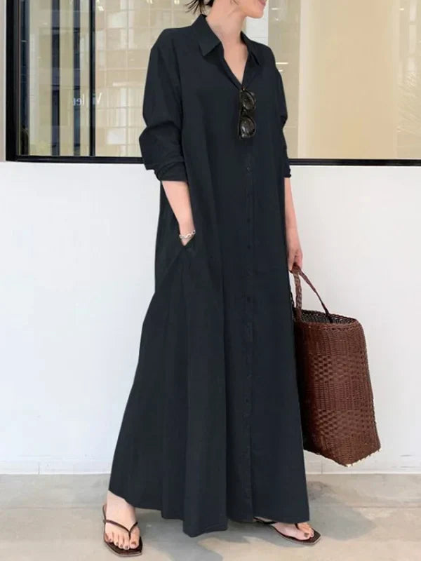 Elegant Women's Button-Down Maxi Dress for Warm Days