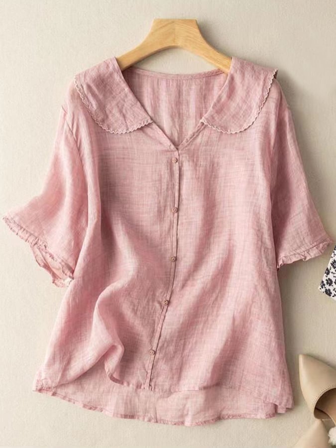 Isla | Retro Navy Cotton Shirt