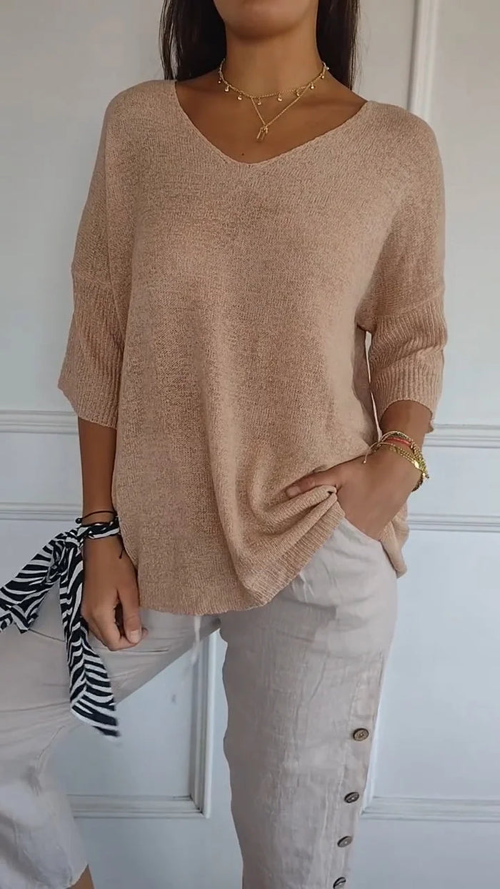 Chiara | Comfortable Women's Knit Top with V-Neck