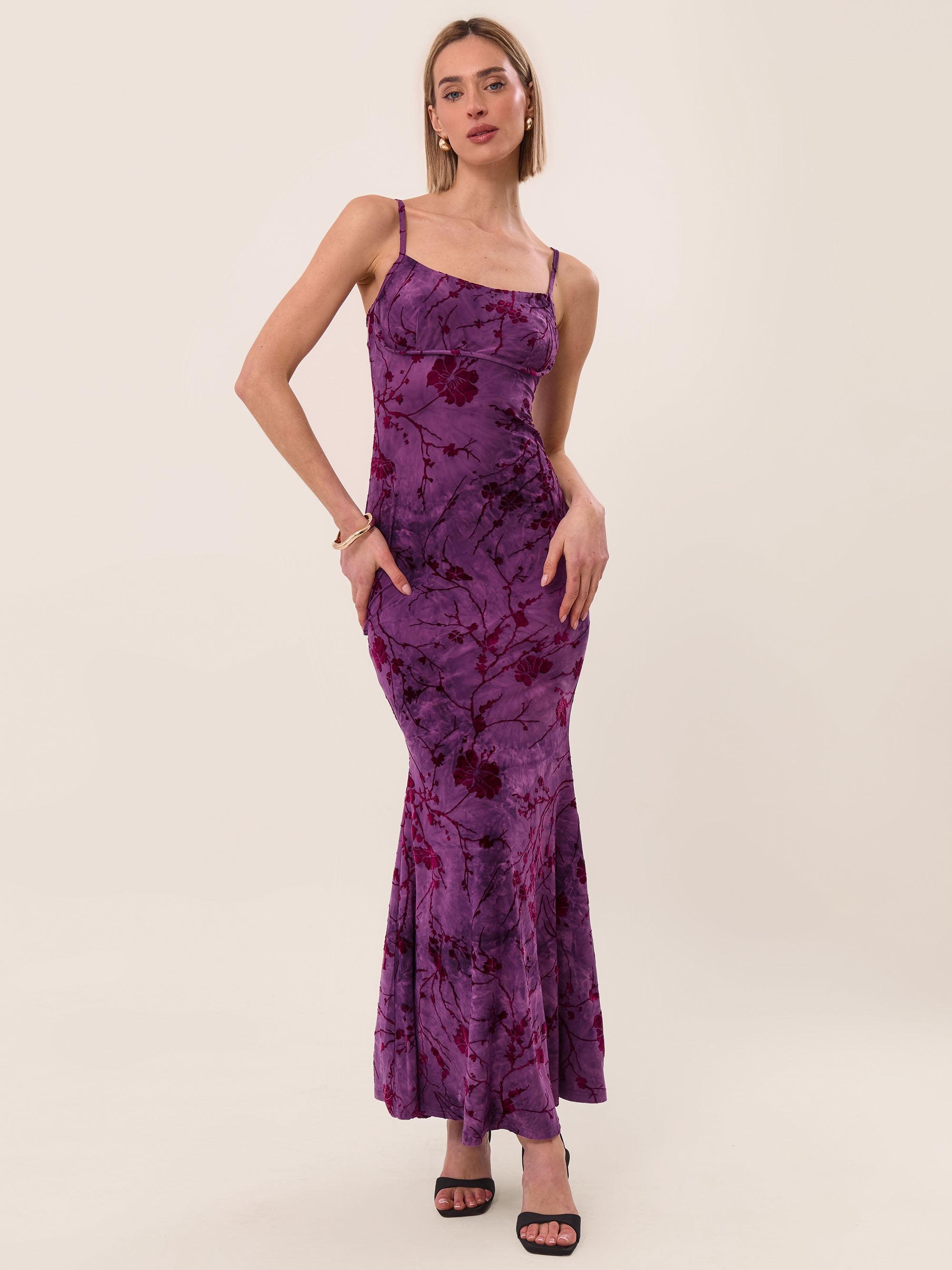EBBY - Strappy Floral Burnout Maxi Dress