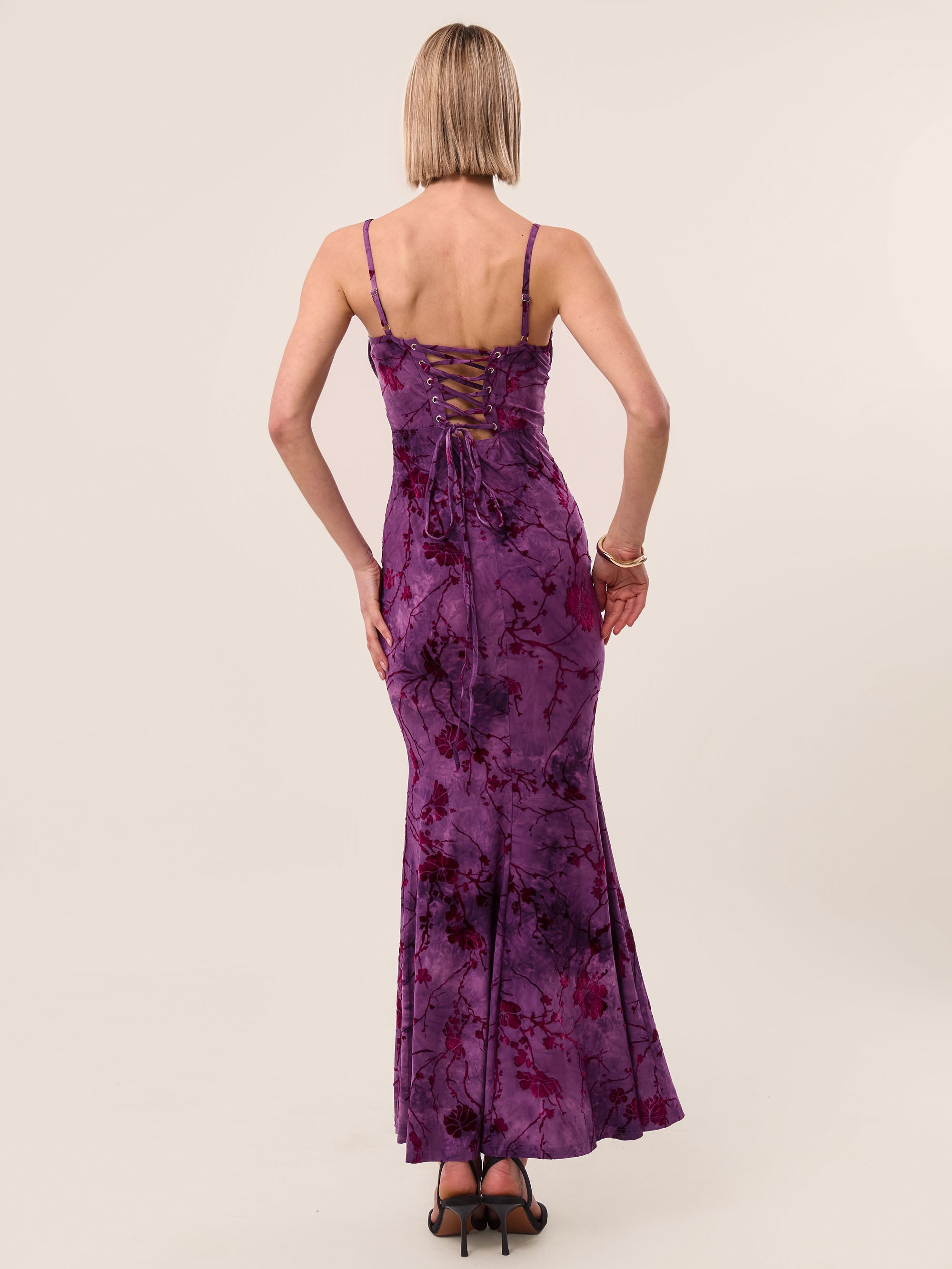 EBBY - Strappy Floral Burnout Maxi Dress