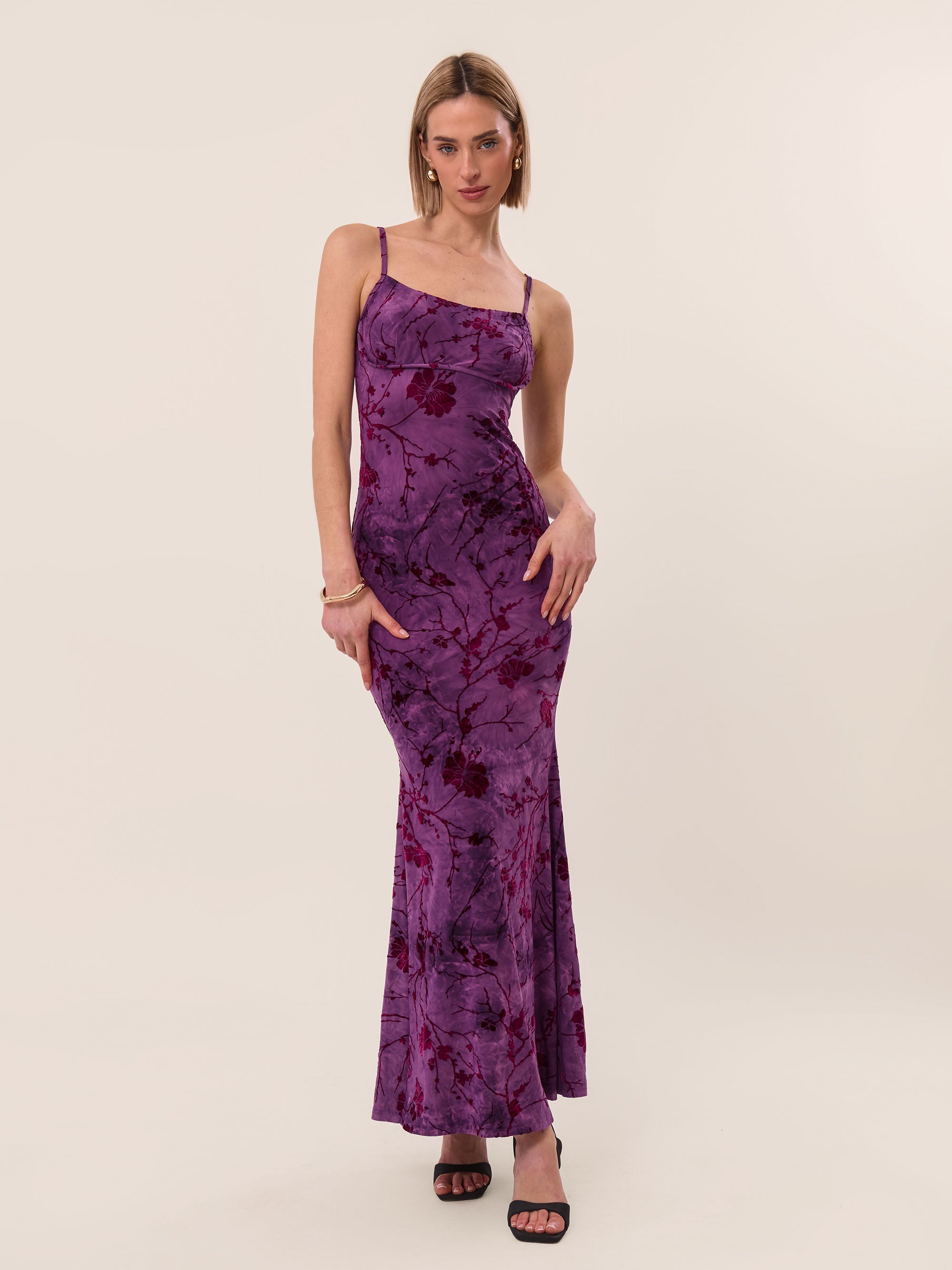 EBBY - Strappy Floral Burnout Maxi Dress