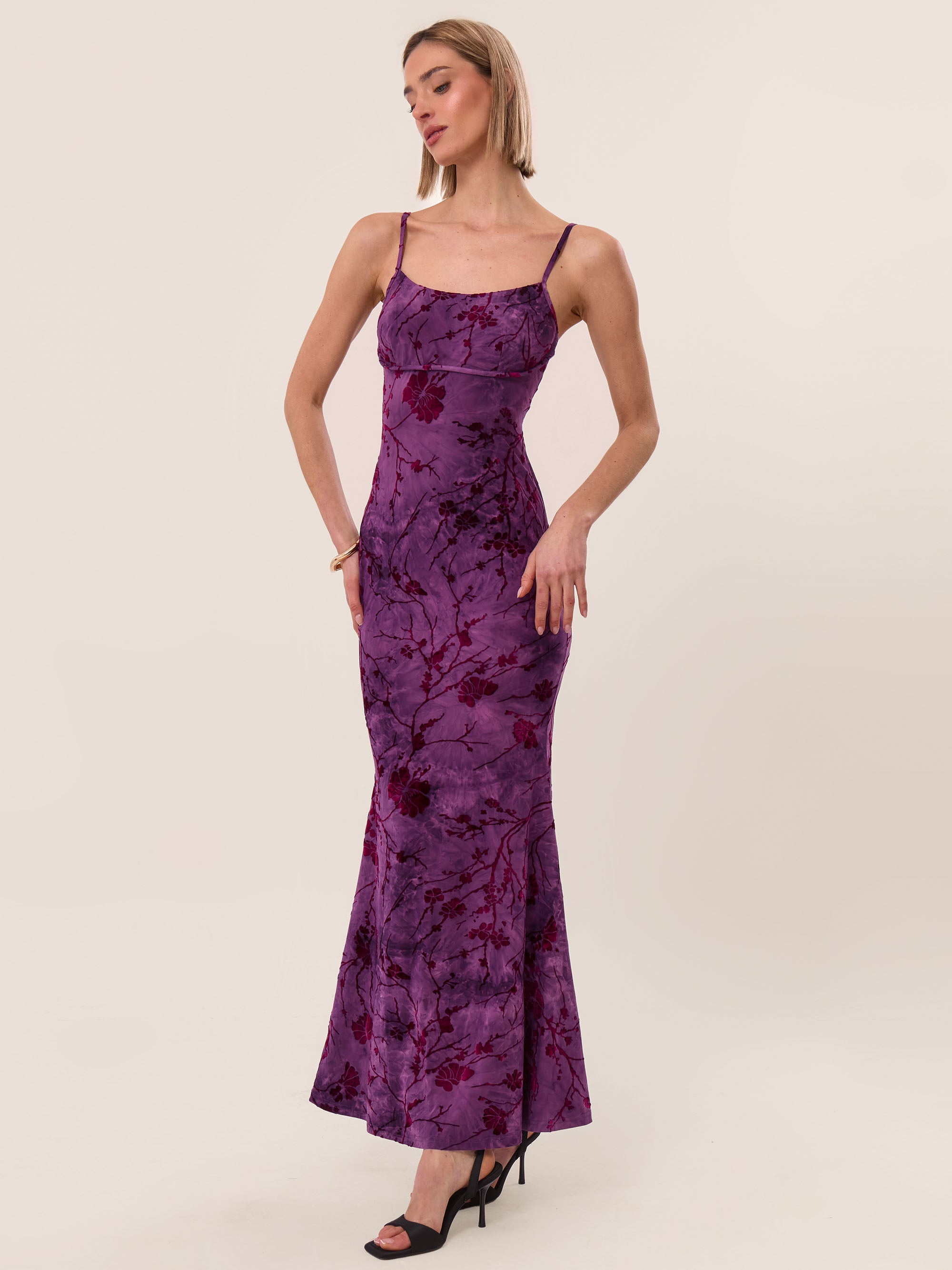EBBY - Strappy Floral Burnout Maxi Dress