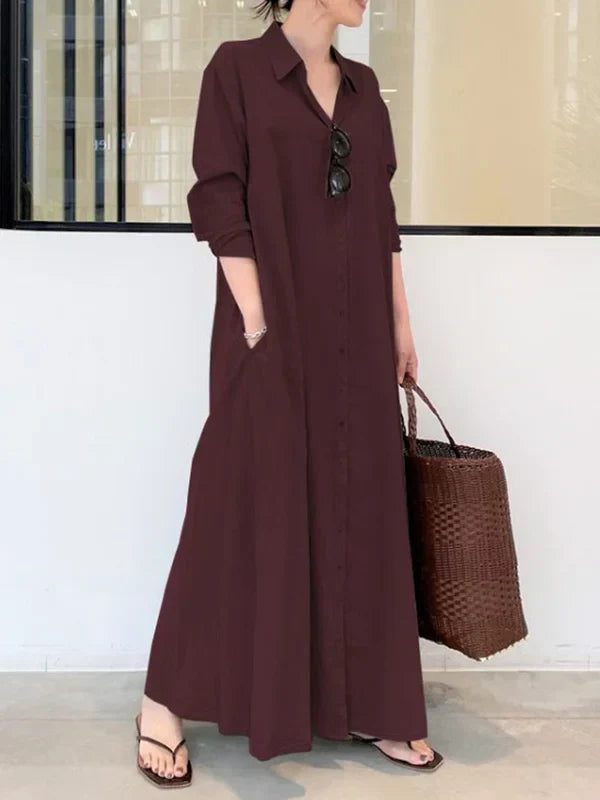 Elegant Women's Button-Down Maxi Dress for Warm Days