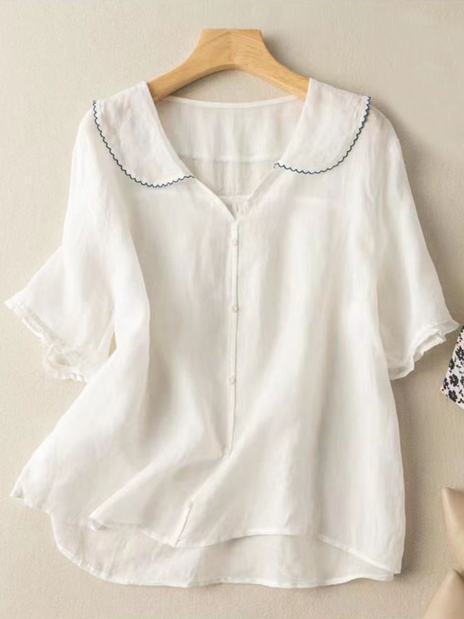 Isla | Retro Navy Cotton Shirt