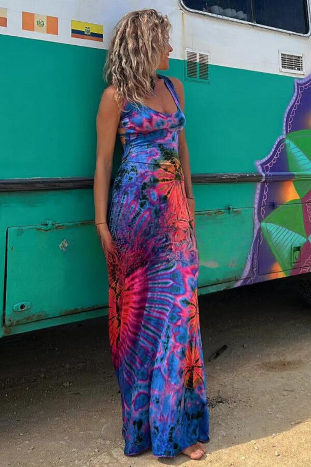 Women’s Vibrant Tie-Dye Maxi Dress for Casual Style