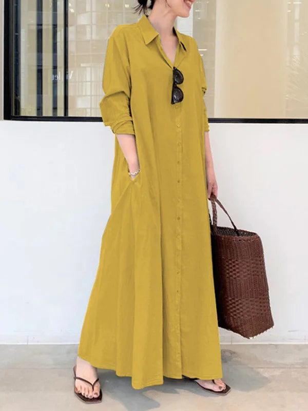 Elegant Women's Button-Down Maxi Dress for Warm Days