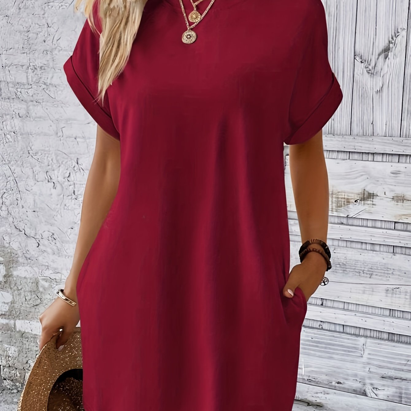 Heidi | Casual Dress with Round Neckline and Short Sleeves