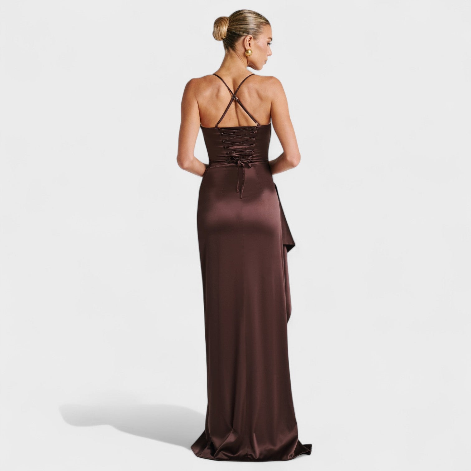 Cocoa Satin Cocktail Dress