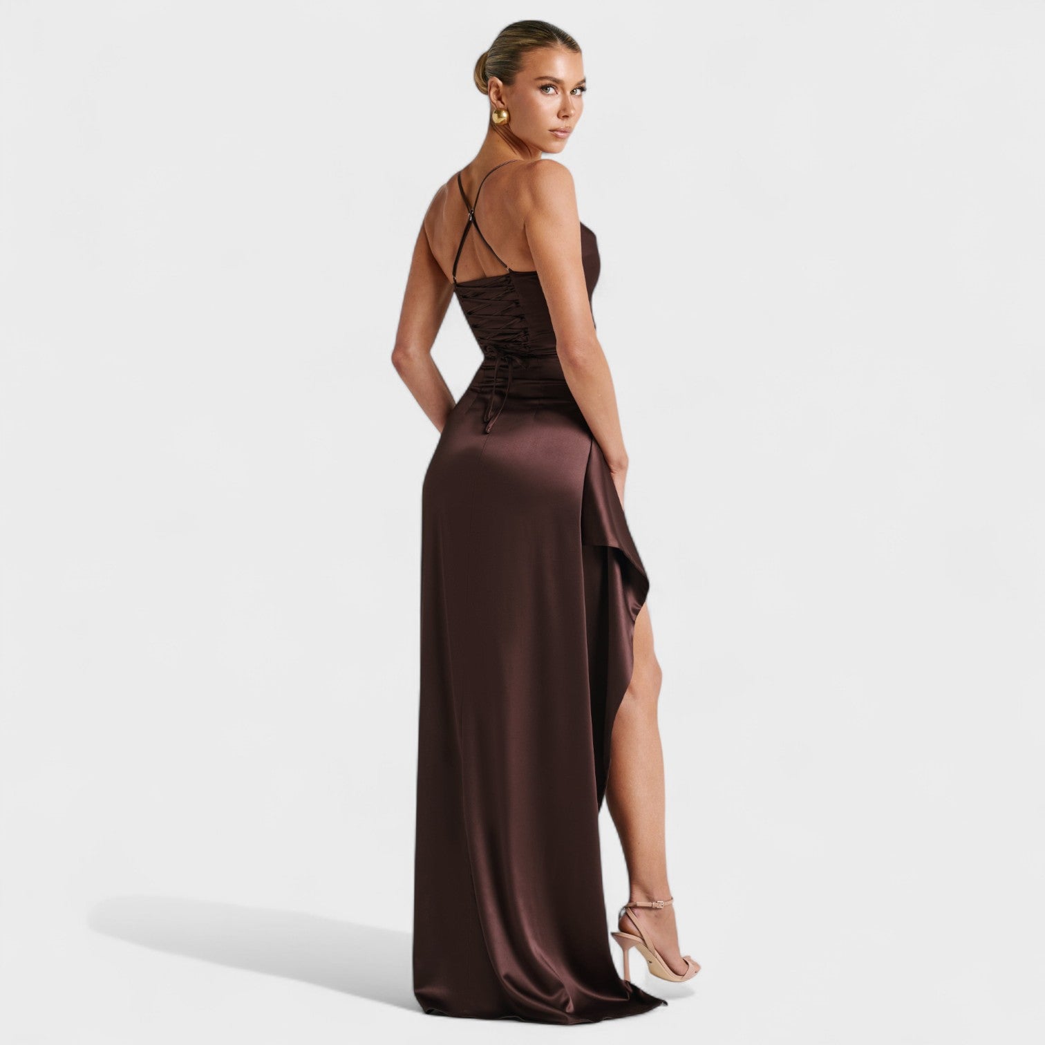 Cocoa Satin Cocktail Dress