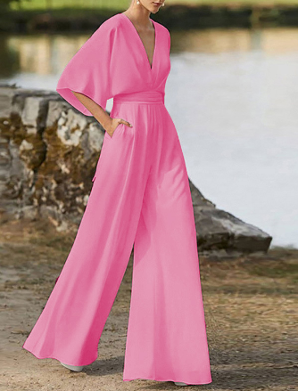 Aria | V-neck Jumpsuit with Wide Leg Design