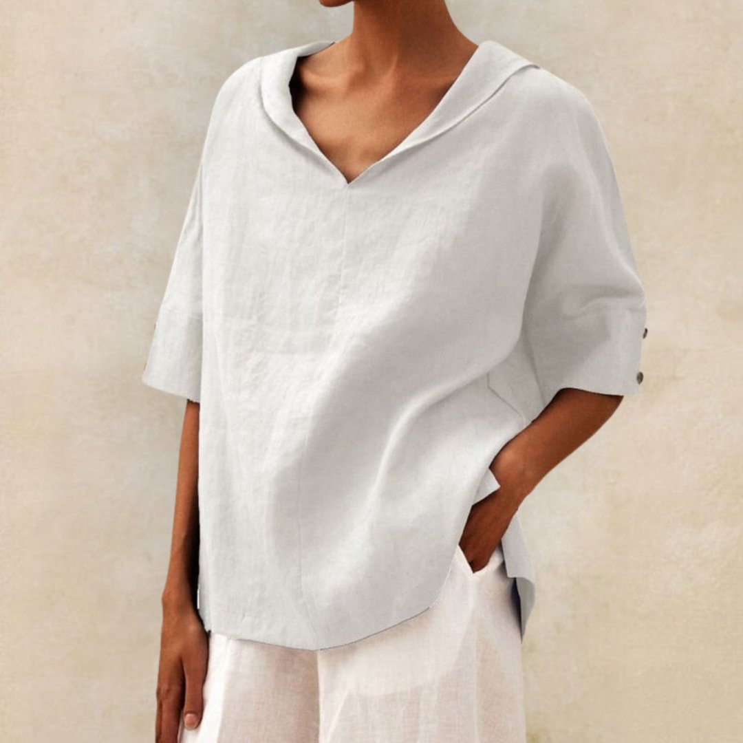 Mia | Women's V-Neck Linen Shirt for Casual Style