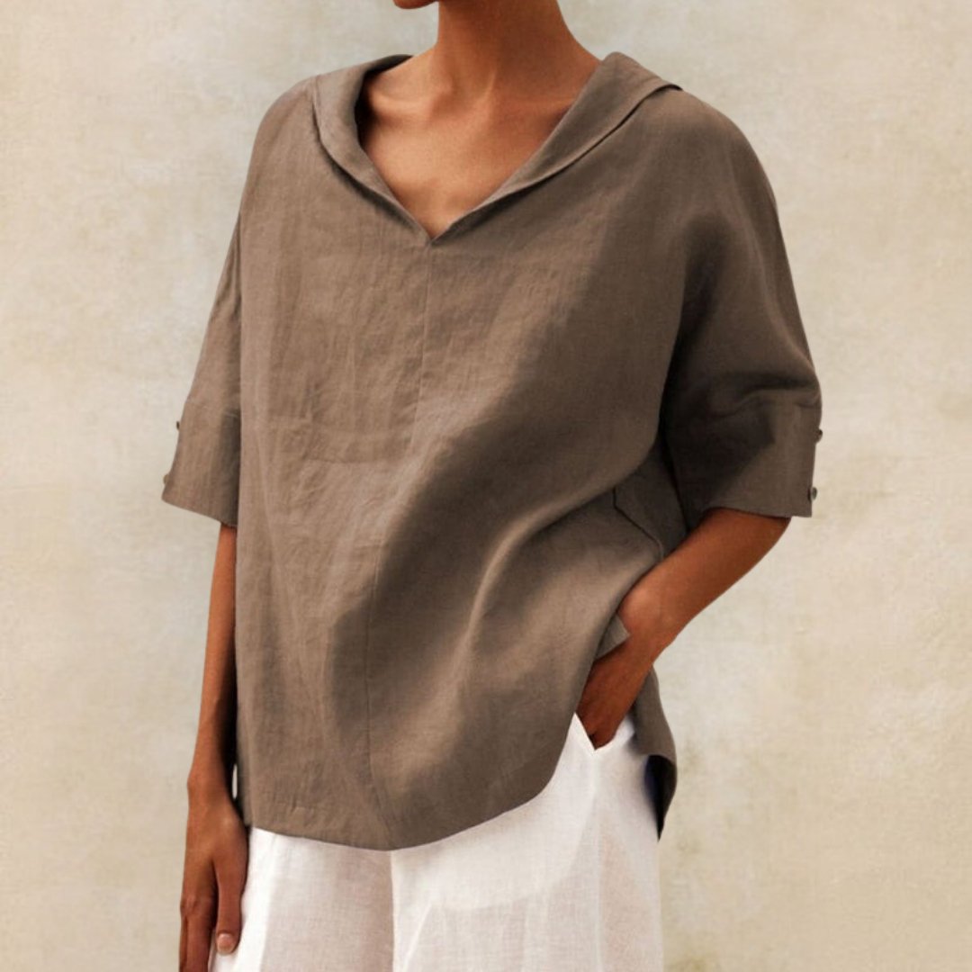 Mia | Women's V-Neck Linen Shirt for Casual Style