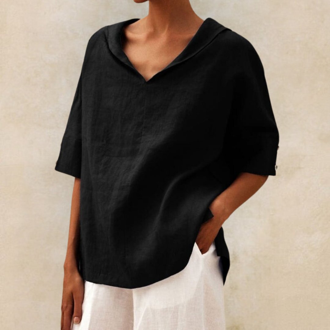 Mia | Women's V-Neck Linen Shirt for Casual Style