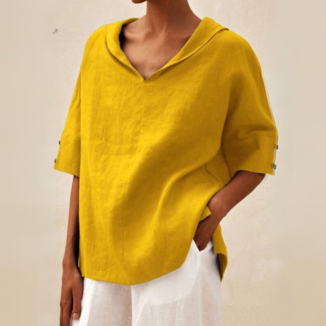 Mia | Women's V-Neck Linen Shirt for Casual Style
