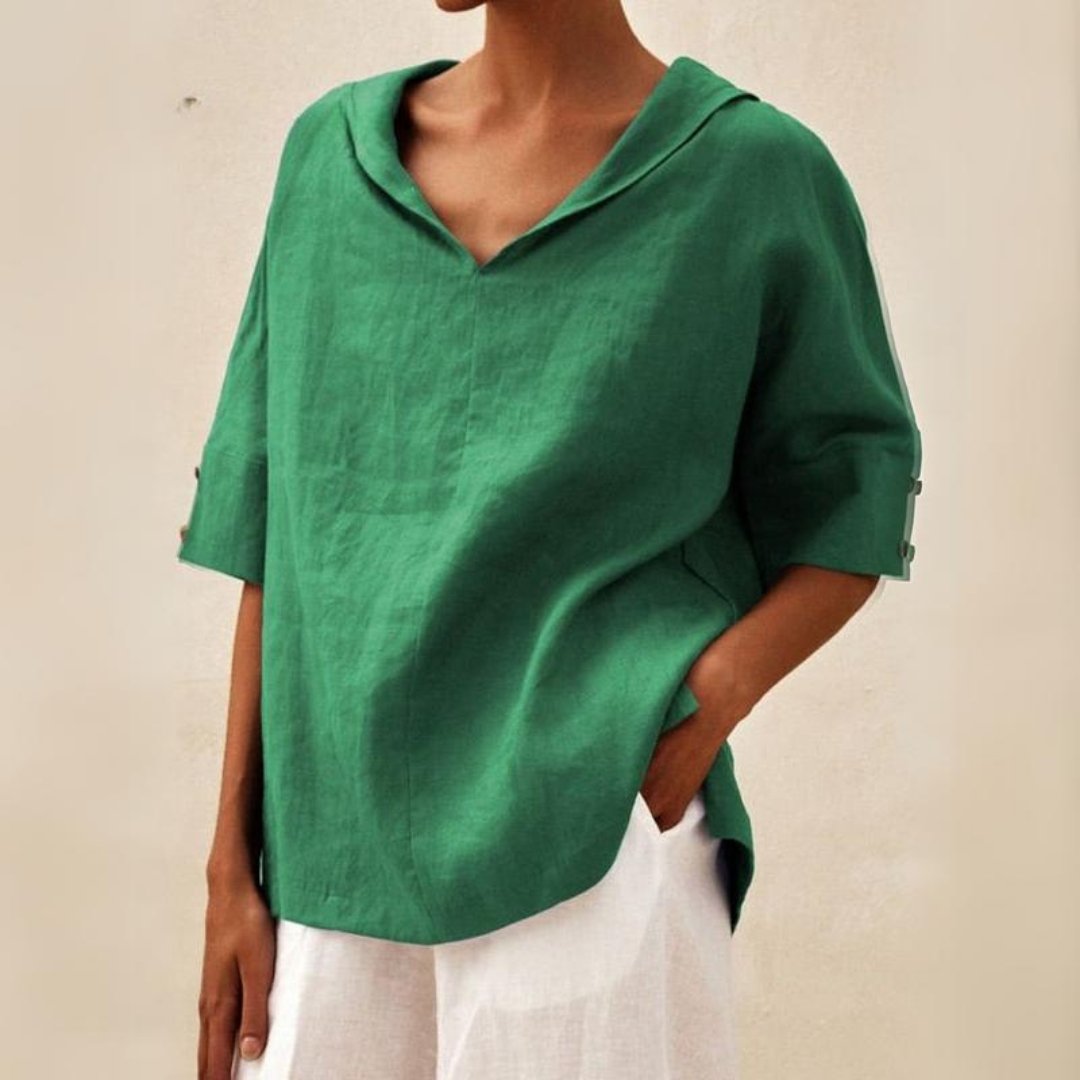 Mia | Women's V-Neck Linen Shirt for Casual Style