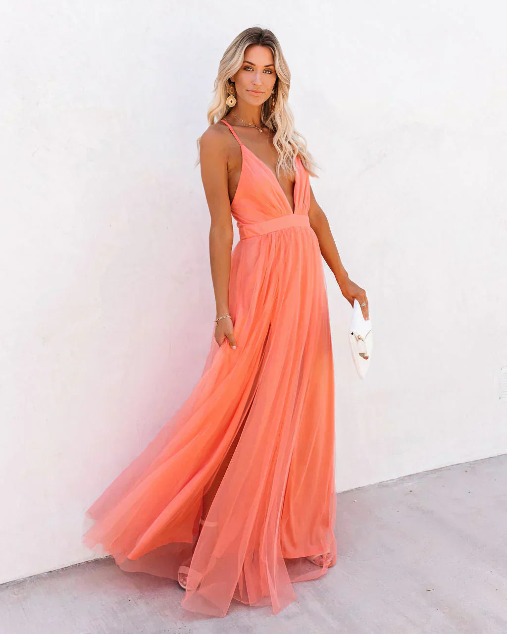 Willow | Women's Long V-Neck Chiffon Dress