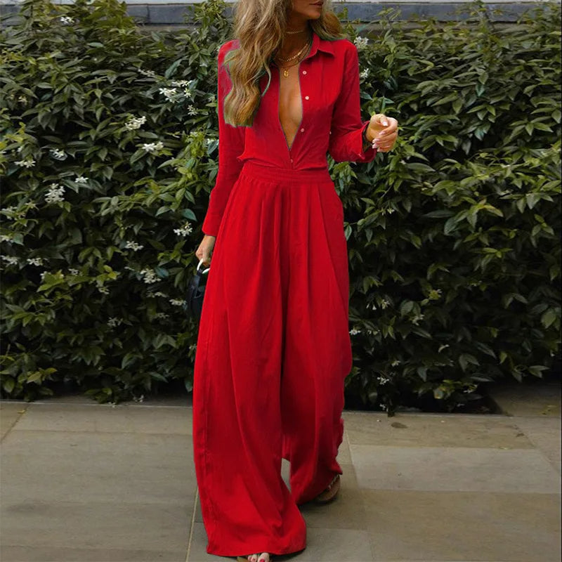Ivy | Women's Elastic Waist Buttoned Jumpsuit