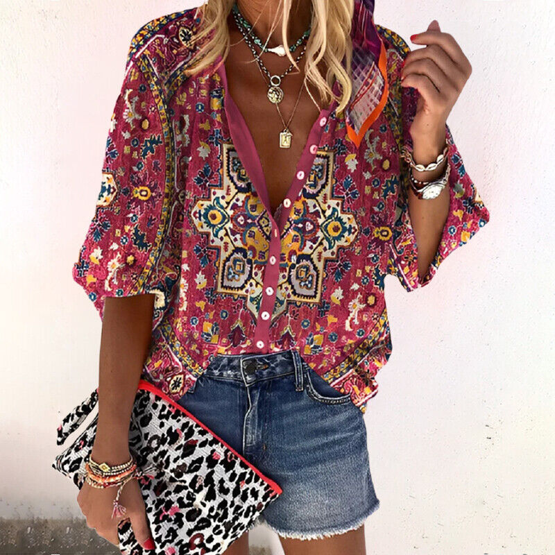 Ellie | Women's Vintage Print Shirt Top
