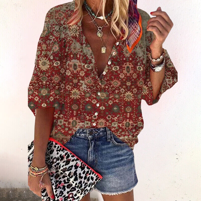Ellie | Women's Vintage Print Shirt Top