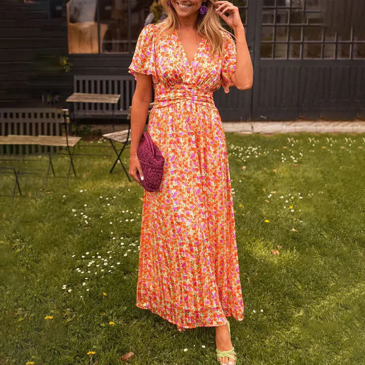 Floral Spring Dress with Ruffle Hem