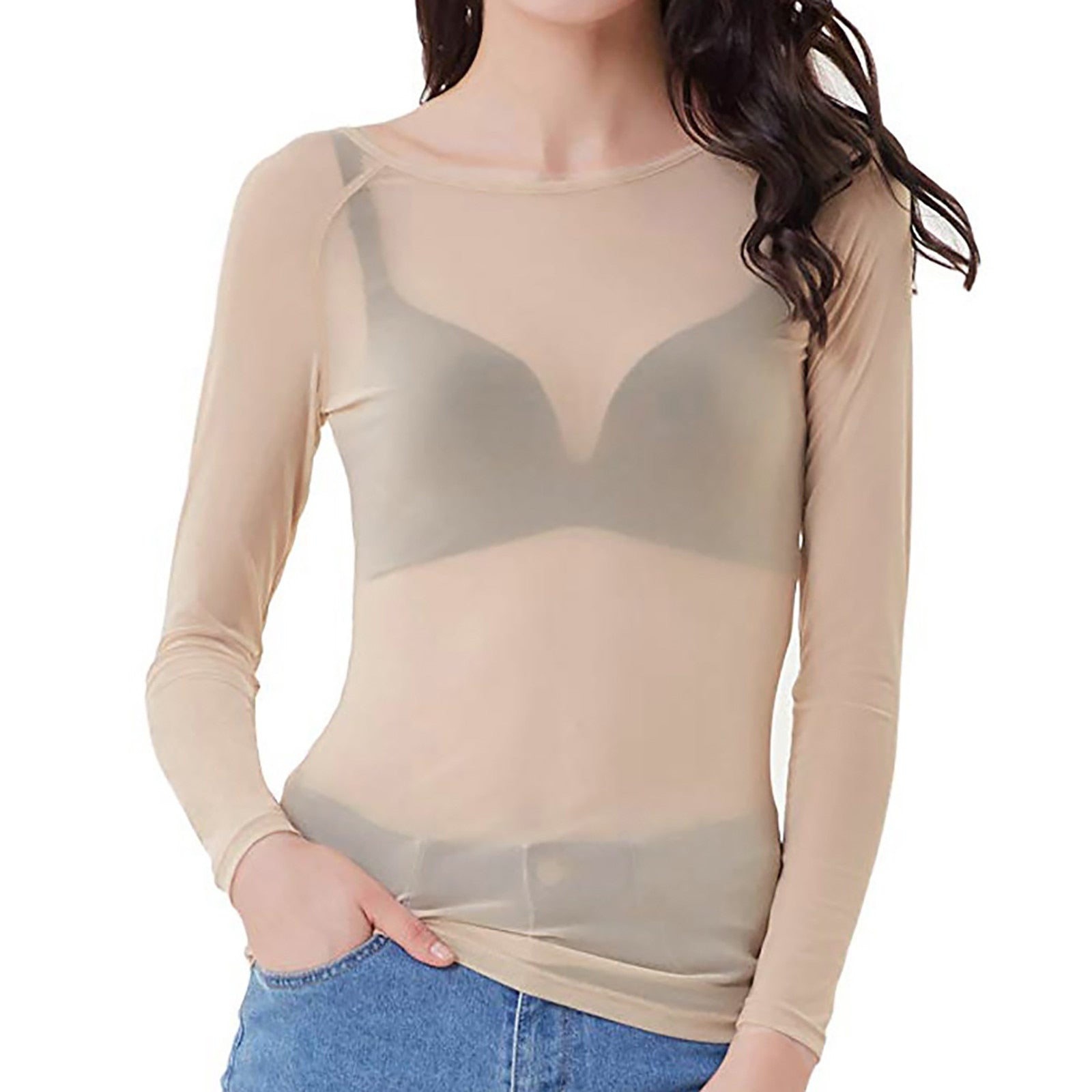 MELINDA | Shiny Mesh Stylish Long Sleeve Shirt