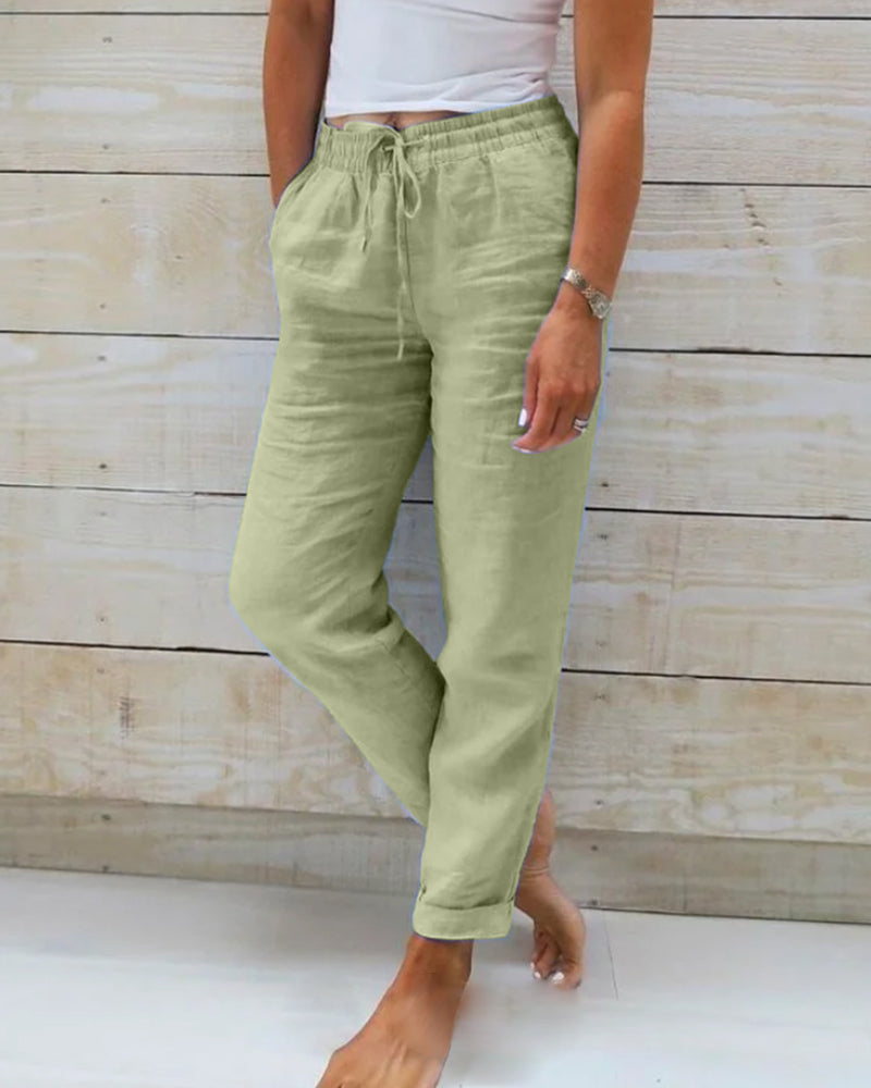 Chloe | Stretchy Linen Pants for Women