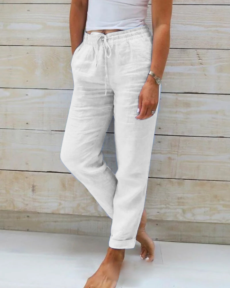 Chloe | Stretchy Linen Pants for Women