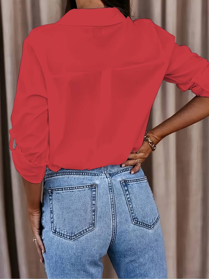 CORINE | Relaxed blouse with V-neck for spring