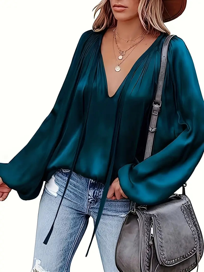 Elegant Satin Long Sleeve Blouse