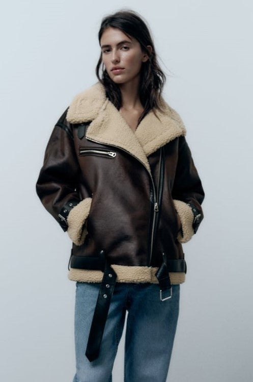 Karina | Faux Leather Collar Jacket