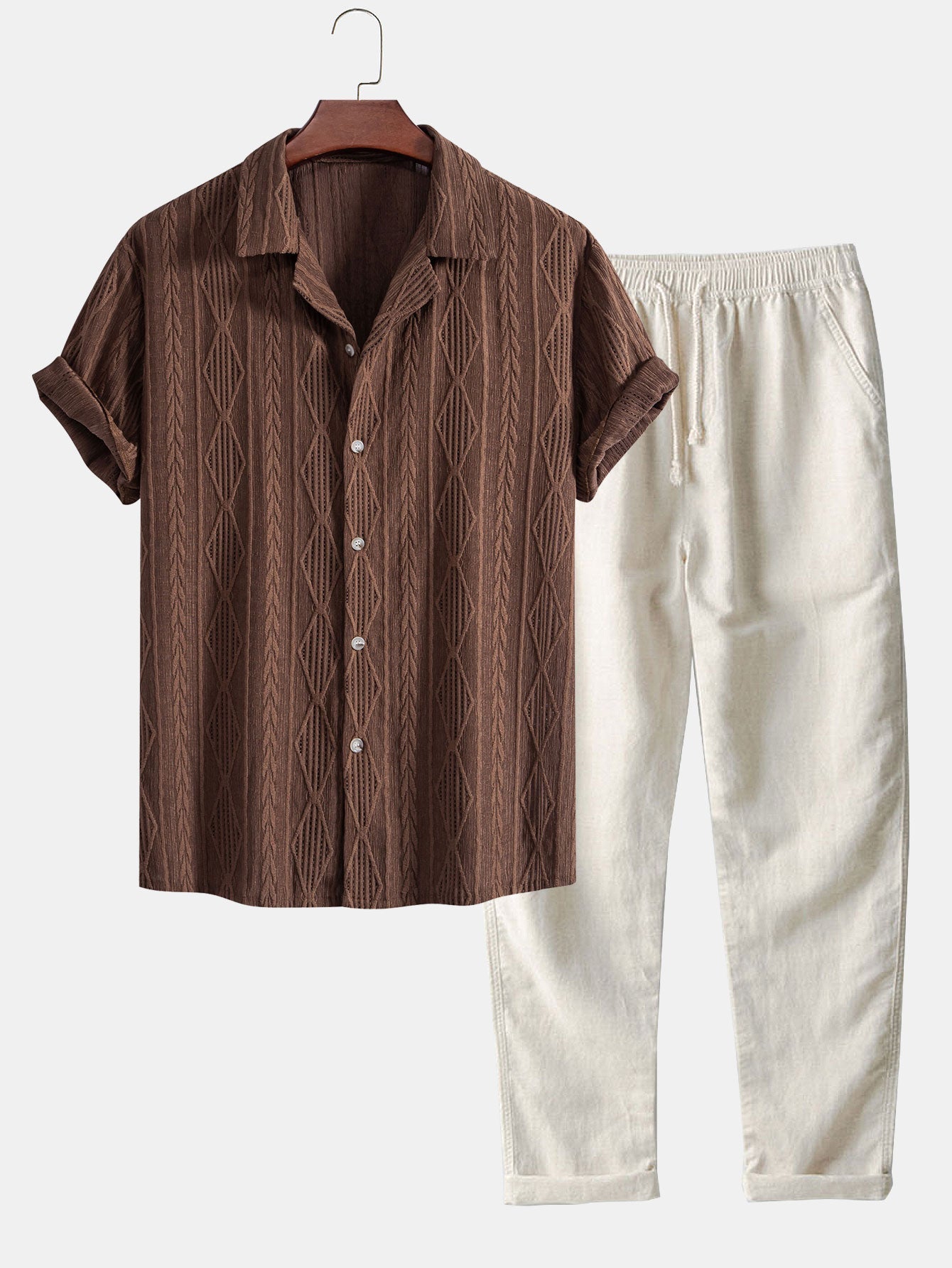 Noah | Men's Geometric Shirt and Pants 2 Piece Set