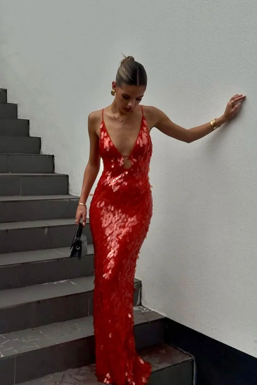 Ella | Sequin Maxi Long Dress - Wedding Guest
