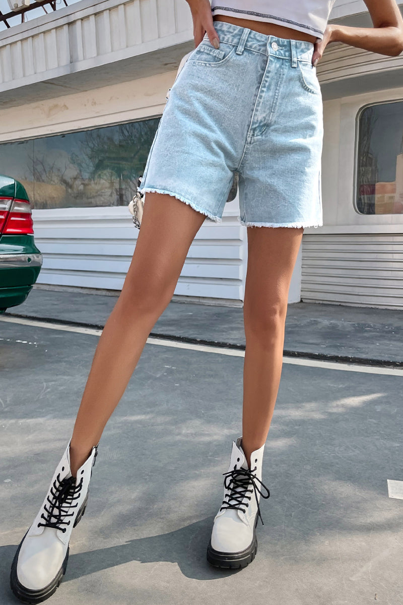 Heidi | Women's Summer French Denim Shorts with Raw Hem