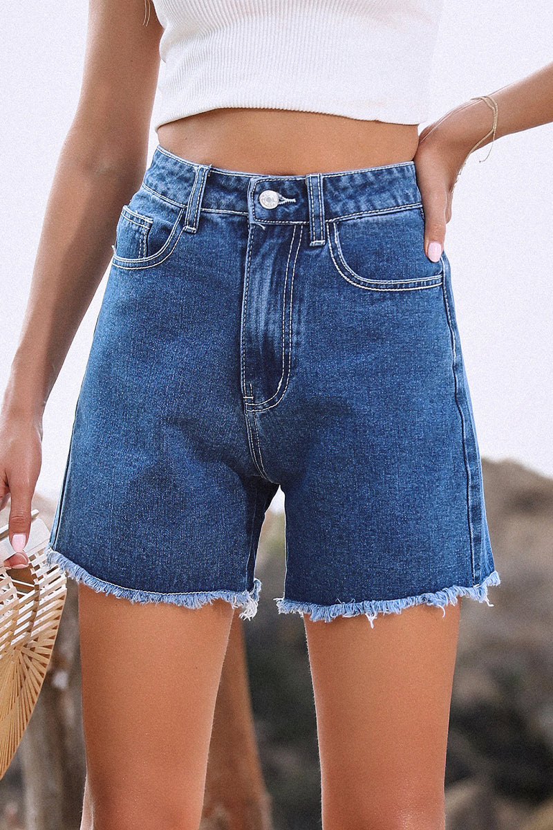 Heidi | Women's Summer French Denim Shorts with Raw Hem
