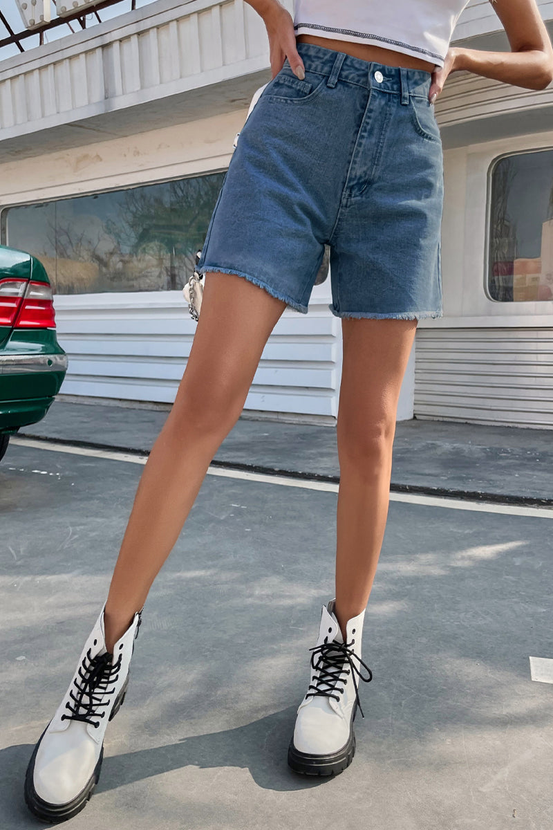 Heidi | Women's Summer French Denim Shorts with Raw Hem