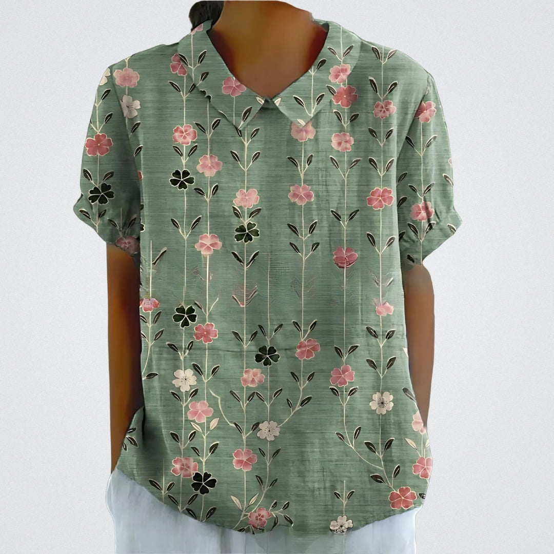Freya | Floral Linen Blouse for Women