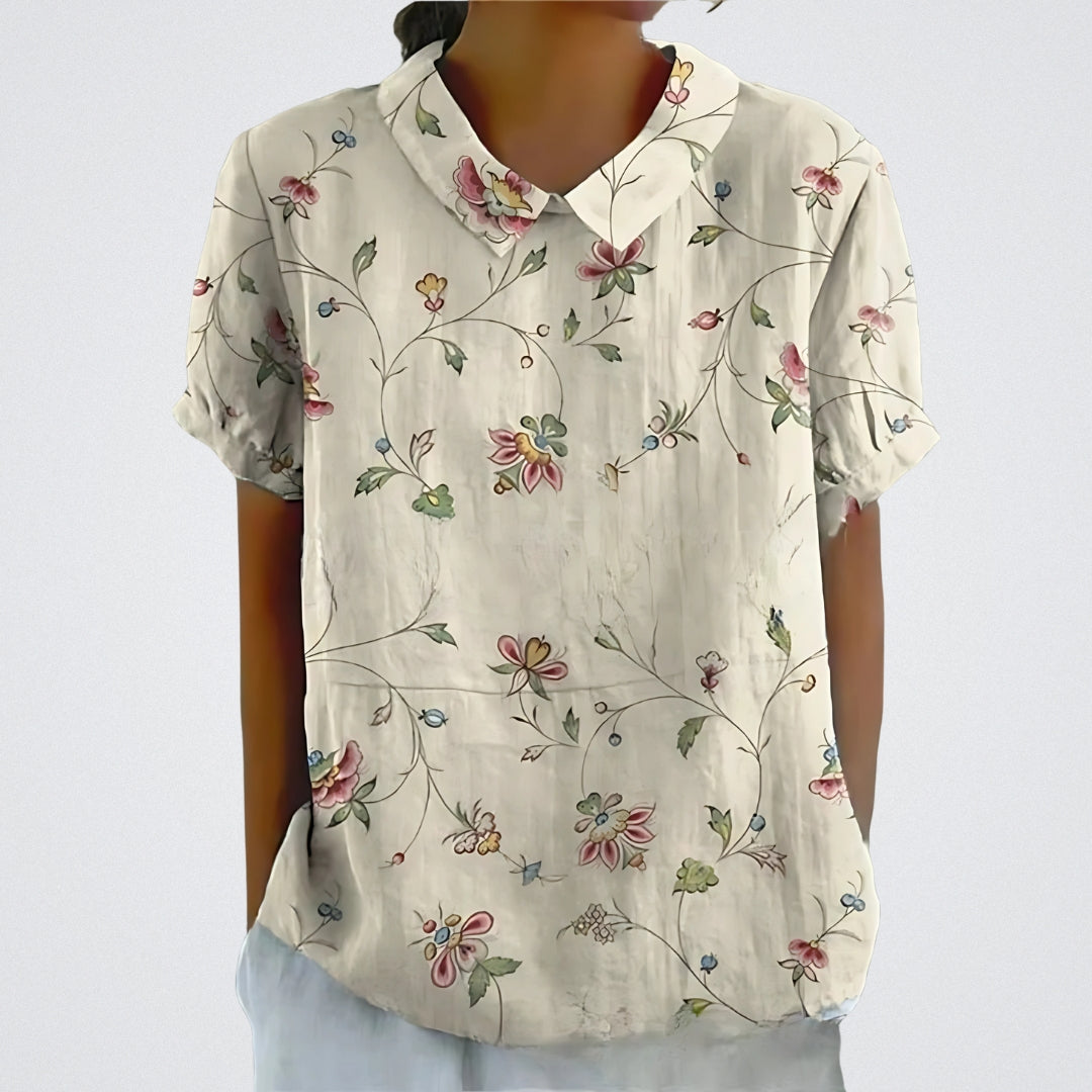 Freya | Floral Linen Blouse for Women