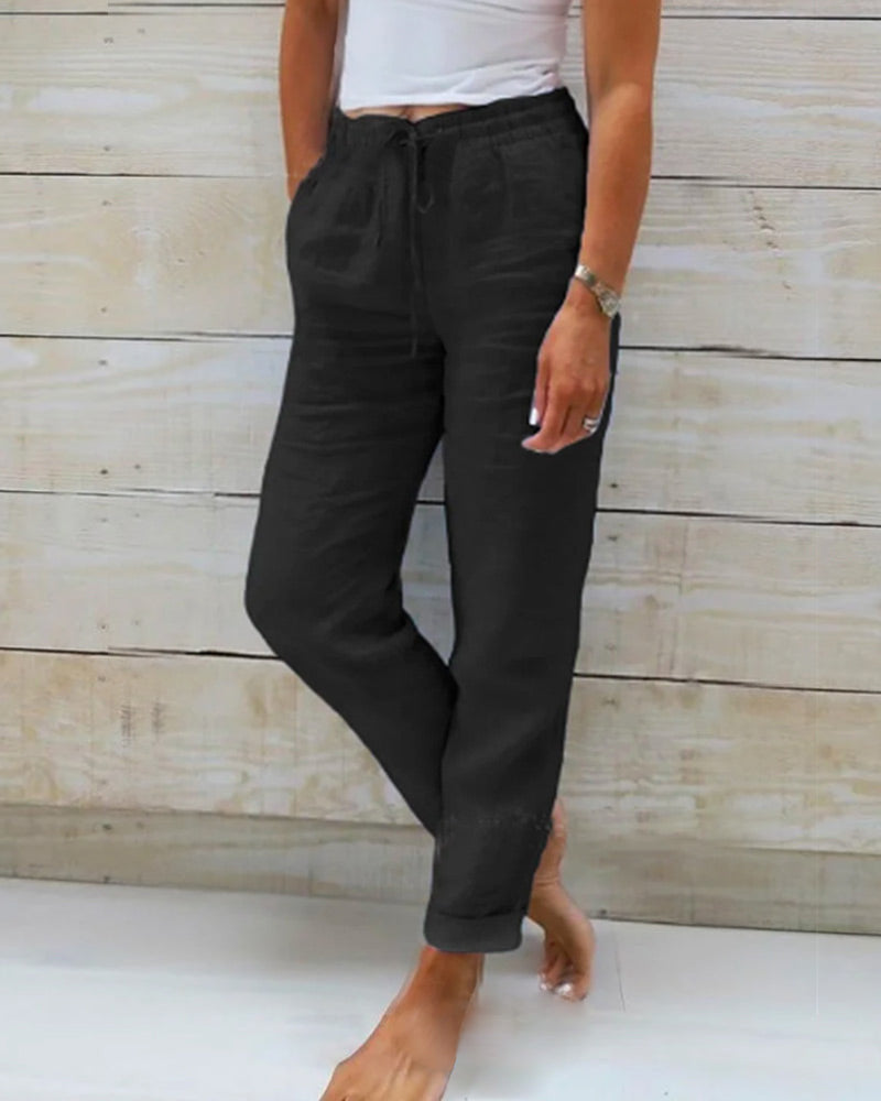 Chloe | Stretchy Linen Pants for Women