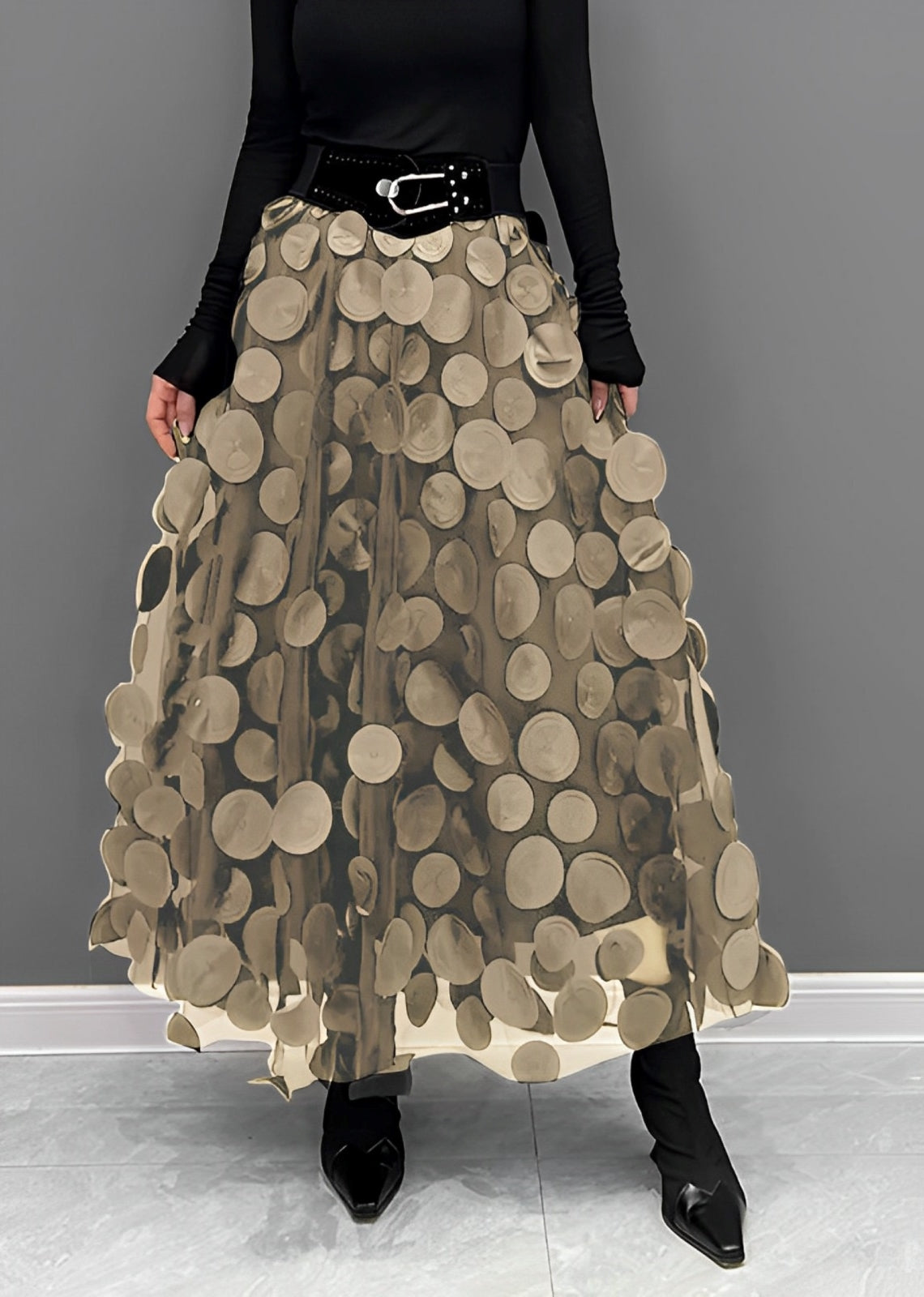 LAURA | Black Skirt with Polka Dots