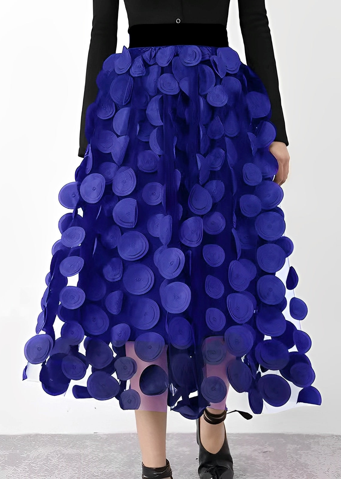 LAURA | Black Skirt with Polka Dots