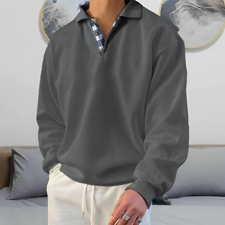 Men's Casual Polo Pullover Sweatshirt