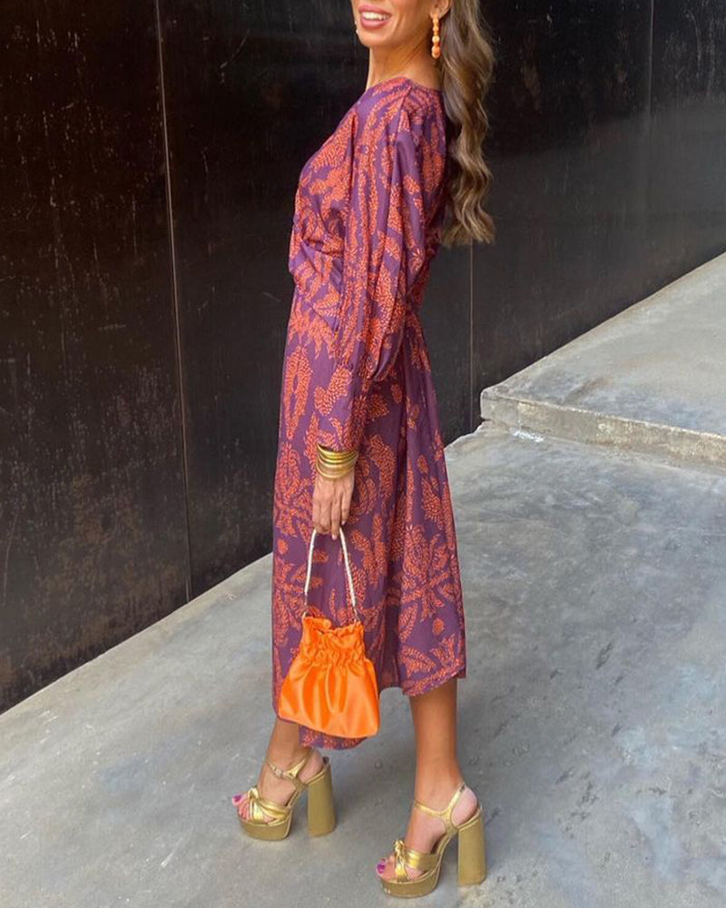 Scarlett | Paisley Print V-Neck Twist Front Midi Dress