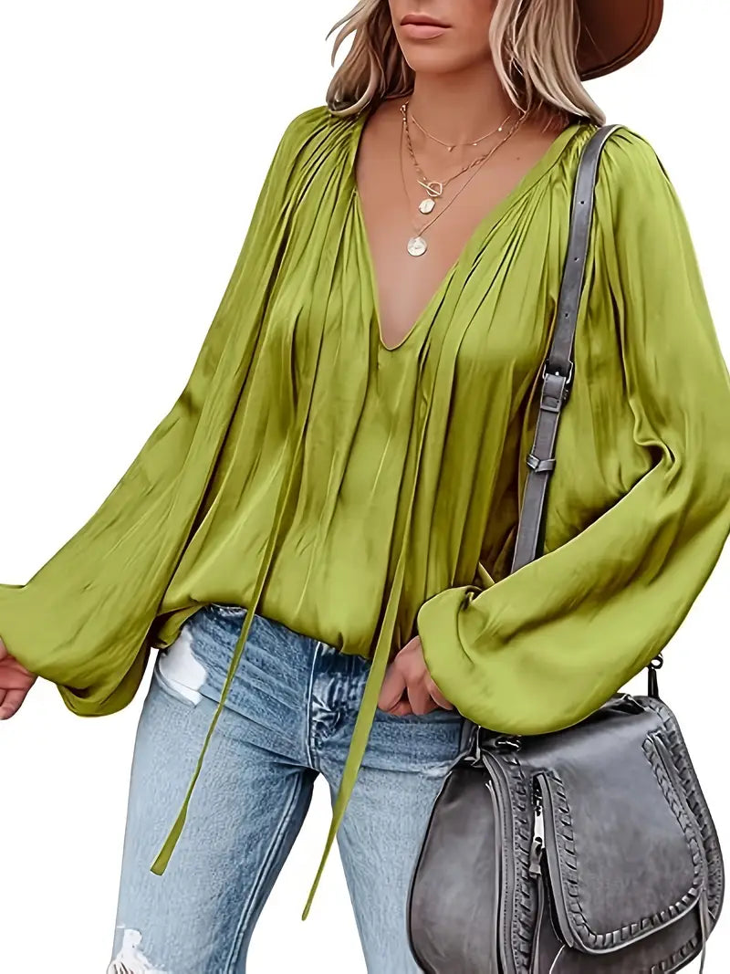 Elegant Satin Long Sleeve Blouse