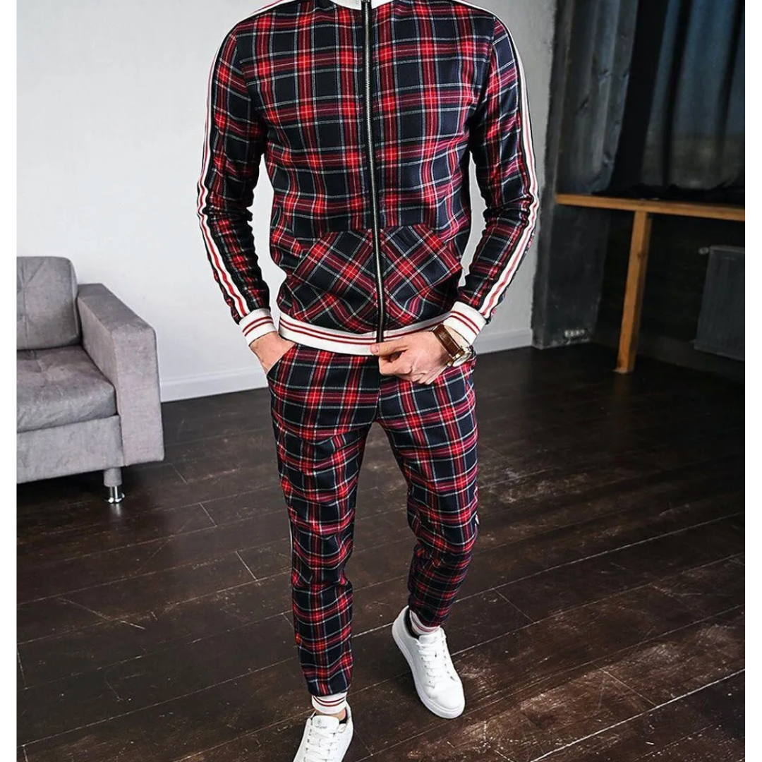 Men's Plaid Training Suit Set