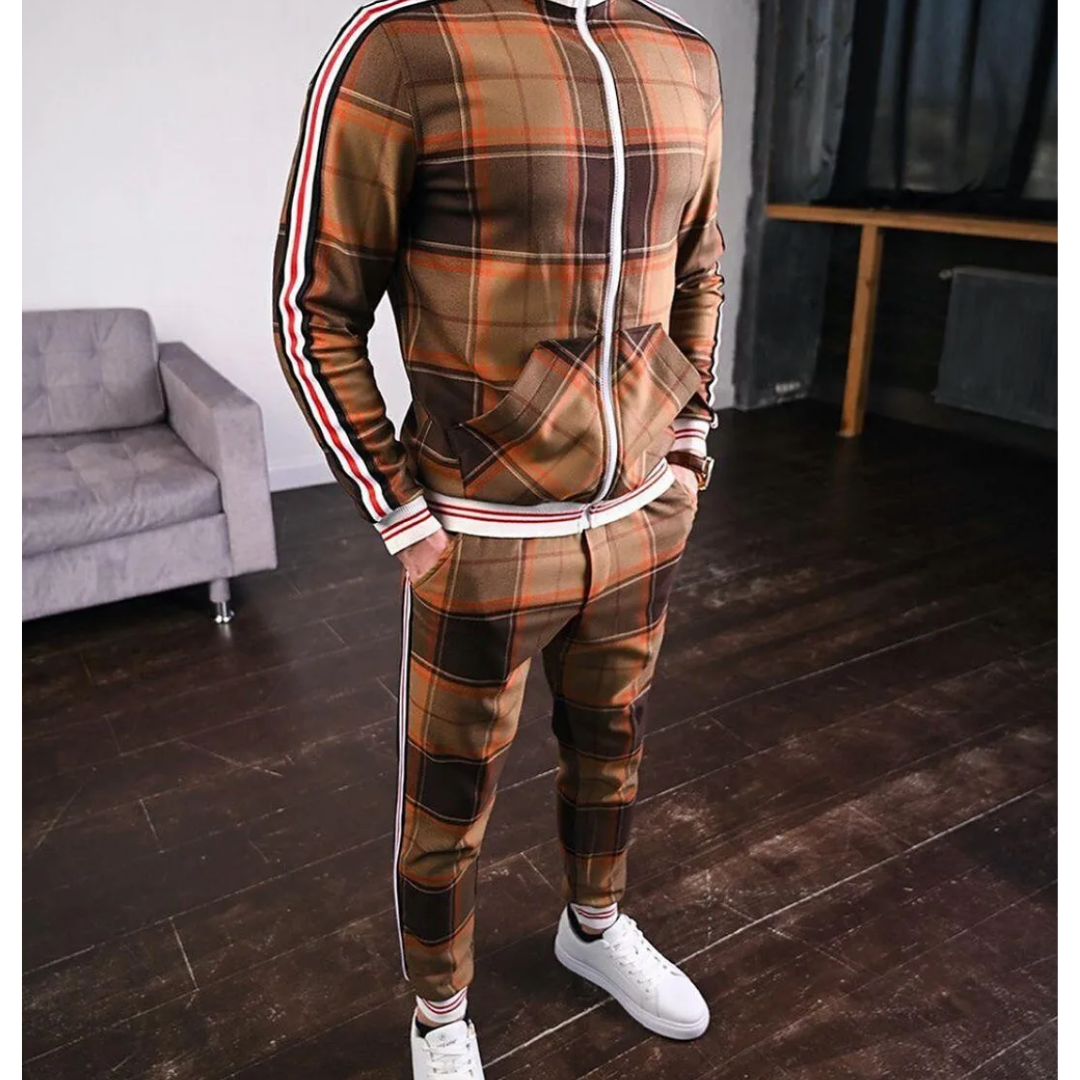 Men's Plaid Training Suit Set